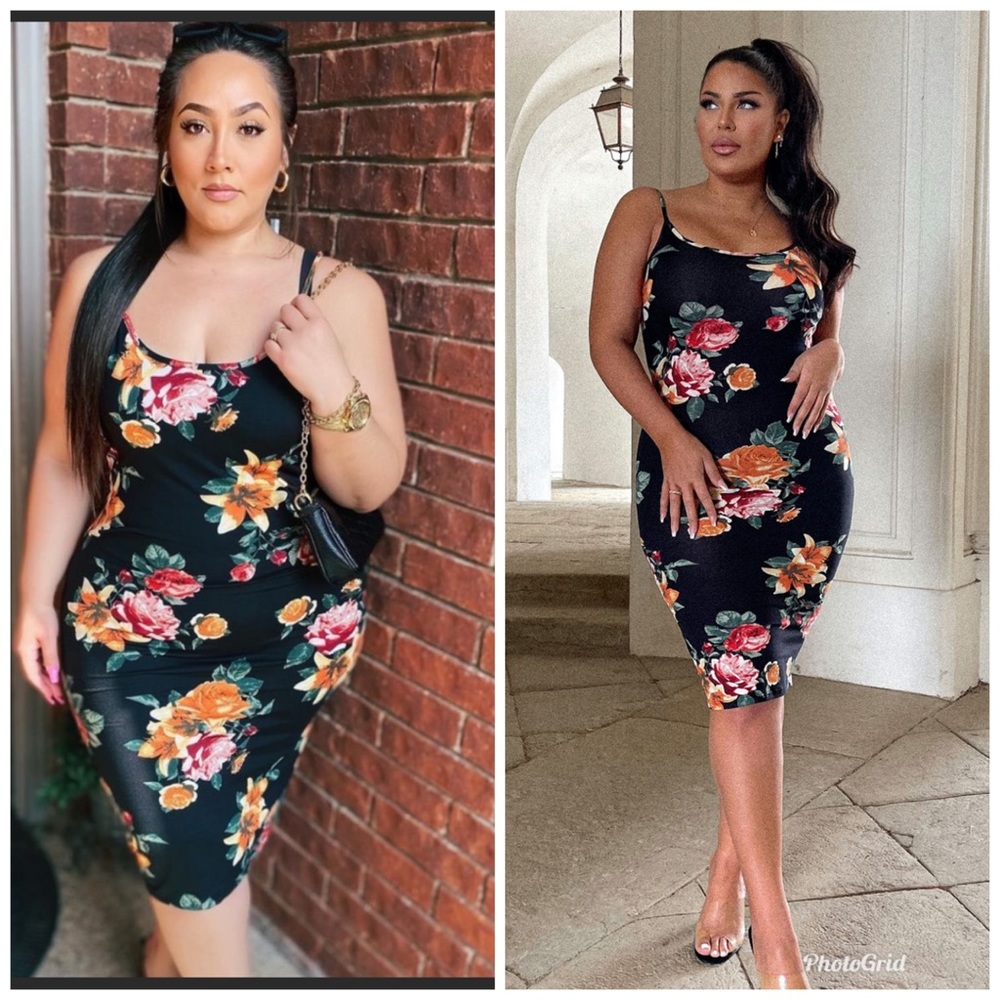 ❌SOLD❌Black Flower Mid Dress